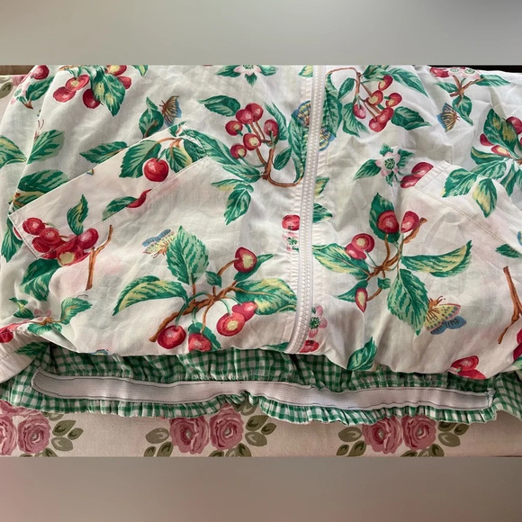 VINTAGE Teddi Reversible Cottagecore Cherry Gingham Zip Up Medium Windbreaker - Picture 7 of 11